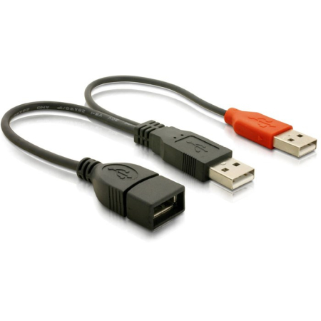 Καλώδιο από 2x USB 2.0 A male σε USB 2.0 female 0.22m DELOCK