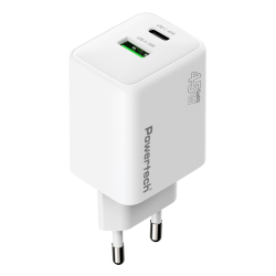 Φορτιστής τοίχου PT-1551 USB & USB-C PD QC4.0 AVS GaN 45W λευκός
