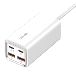 Σταθμός φόρτισης LDNIO A4610C 2x USB-C & 2x USB 65W PD/QC λευκός