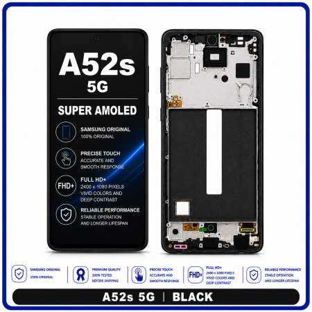 Μηχανισμός Αφής και Οθόνη Super Amoled + Πλαίσιο Μαύρο για Samsung Galaxy A52s 5G original