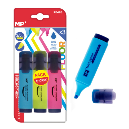 Μαρκαδόρος υπογράμμισης πάχος μύτης 2-5mm 3 χρώματα