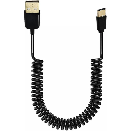 Καλώδιο Σπιράλ USB σε USB-C 40W 1m μαύρο