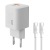 Φορτιστής τοίχου PT-1351 USB & USB-C με καλώδιο PD QC3.0 GaN 36W λευκός